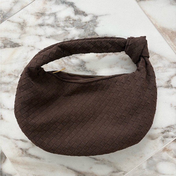 Commense Woven Brown Hobo Shoulder Bag • Knot Handle - Picture 5 of 10